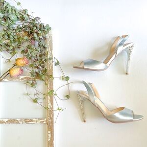 Betsey Johnson Chic Rhinestone Silver Blue Heels
